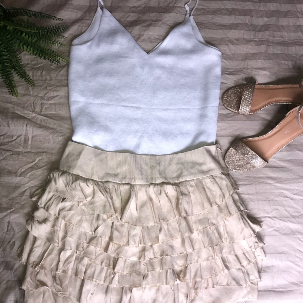Express Ruffled frayed Mini Skirt